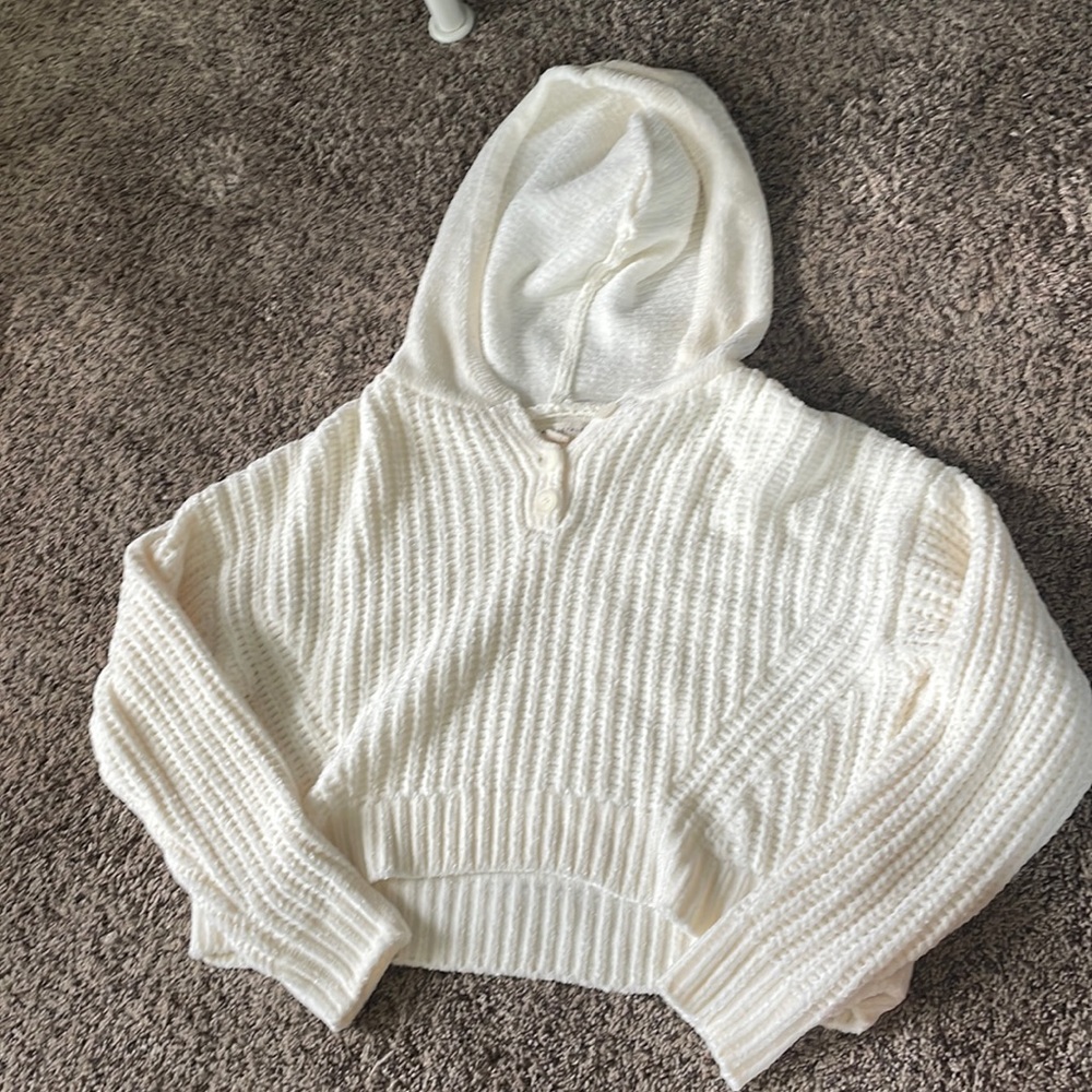 Aeropostale white/cream super soft polyester hoodie size:medium